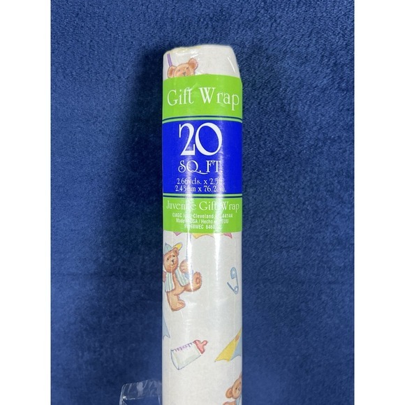Vintage‎ Plus Mark Brand Baby Shower New Born Baby Gift Wrap 20 Sq Ft - Picture 1 of 6